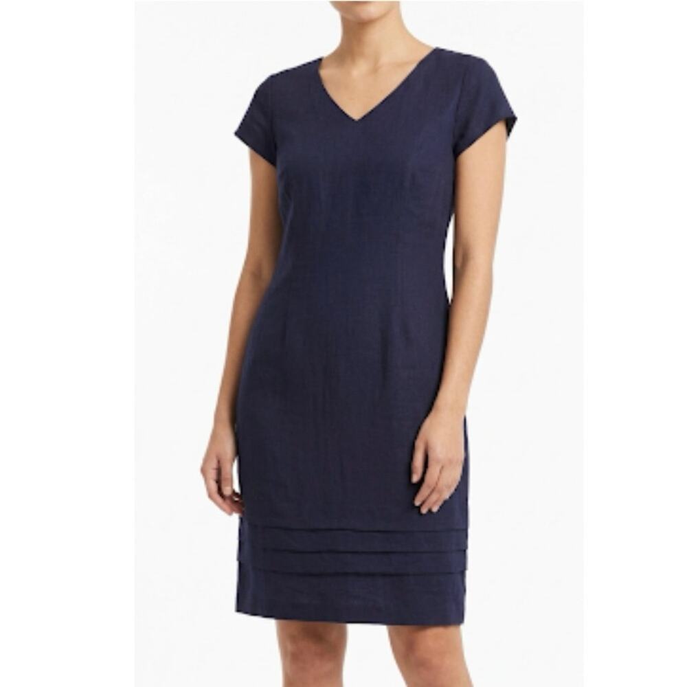 Nurture Navy Blue Cap Sleeve Sheath Dress Casual Rayon Blend Minimalist Size S